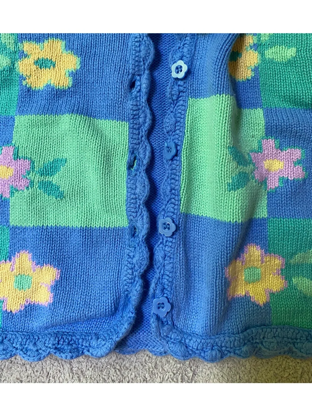 Gymboree 1998 Spring in Bloom 2/3yo blue floral block cardigan